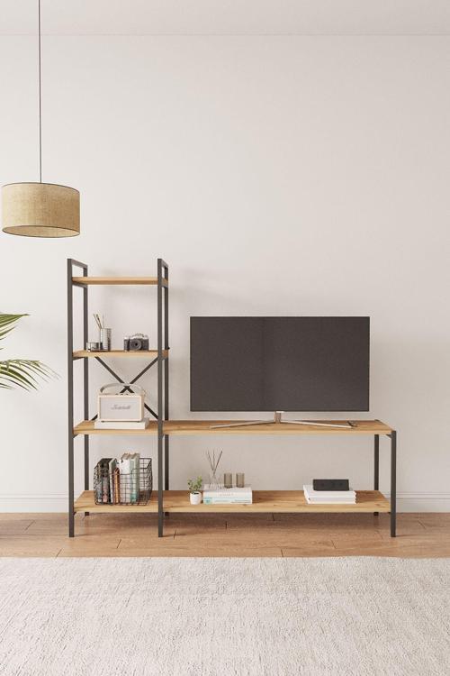 Nilamu Atlantik Çam Tv Ünitesi, Kitaplık, Ofis, Ev, Salon, Tv Sehpası, Dekoratif 150*135*30 Cm