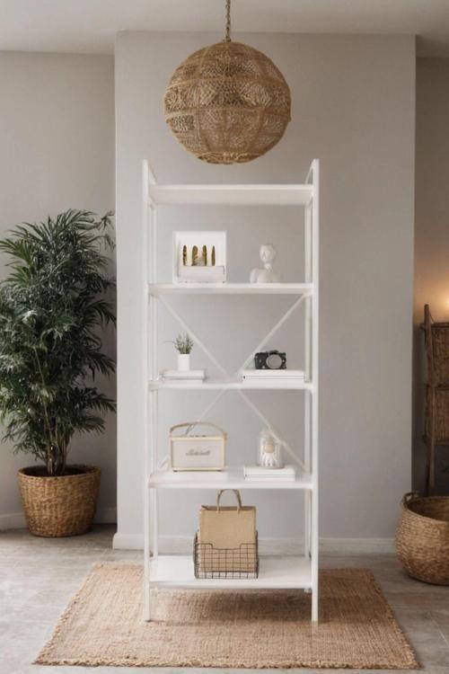 Nilamu Beyaz 65 Cm Kitaplık , Metal Aksamlı, Organizer, Ofis, Ev , 65*170*34 Cm