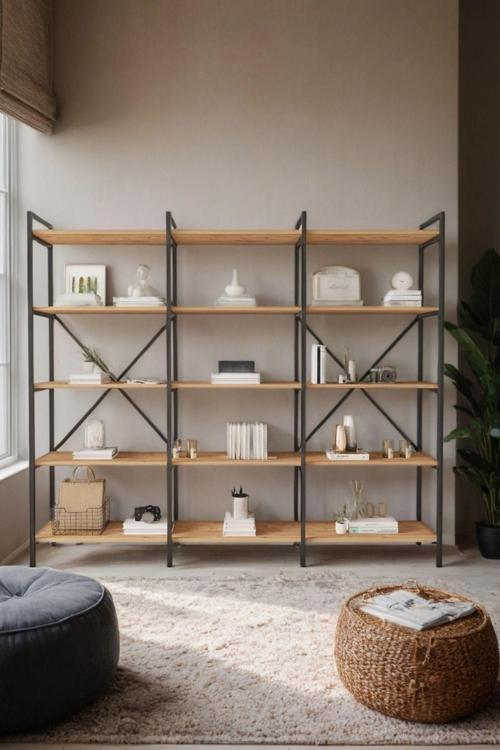 Nilamu Çam 200 Cm Kitaplık, Açık Raf, Organizer, Ofis, Ev, 5 Raflı Kitaplık 200*170*34 Cm