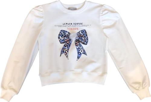 Kız Çocuk Leopar Çiçek Aksesuarlı Sweatshirt