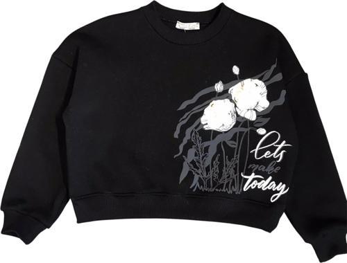 Kız Çocuk Şardonlu Çiçek Detaylı Sweatshirt