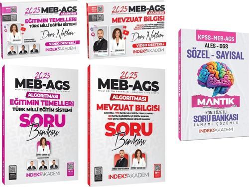 İndeks Akademi 2025 MEB-AGS Akademisi Eğitimin Temelleri + Mevzuat Bilgisi Ders Notları + Sözel-Sayısal Mantık Soru Bank