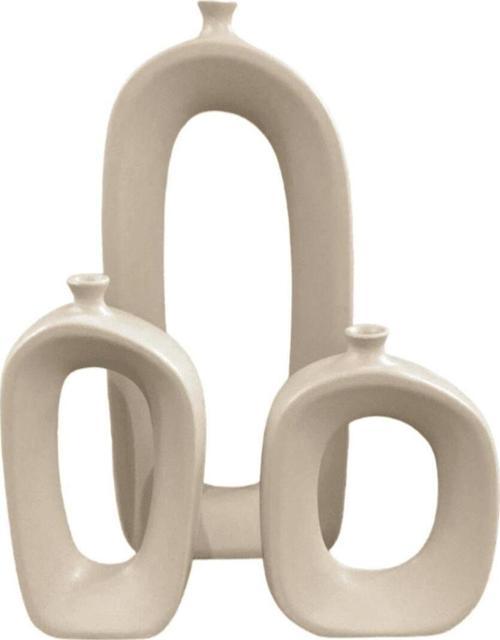 Üçlü İskandinav Tarzı Oval Seramik Vazo Set Vz258-10