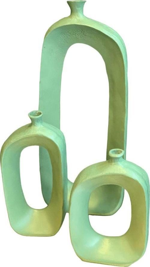 Üçlü İskandinav Tarzı Oval Seramik Vazo Set Vz258-3