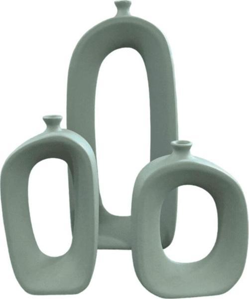 Üçlü İskandinav Tarzı Oval Seramik Vazo Set Vz258-8