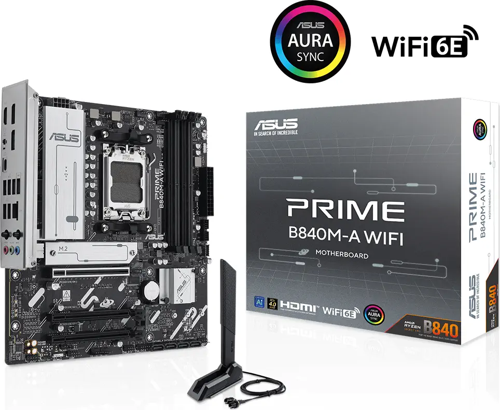 PRIME B840M-A WI-FI, 4xDDR5, 3x M.2, HDMI, 2x DP, Type-C, WI-FI 6E, Bluetooth 5.3, AMD Ryzen 9000 Serisi, AM5 Soket