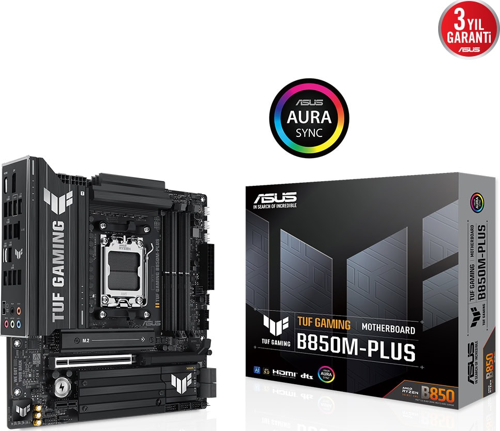TUF GAMING B850M-PLUS, 4xDDR5, 3x M.2, HDMI, DP, Type-C, AMD Ryzen 9000 Serisi, AM5 Soket Anakart