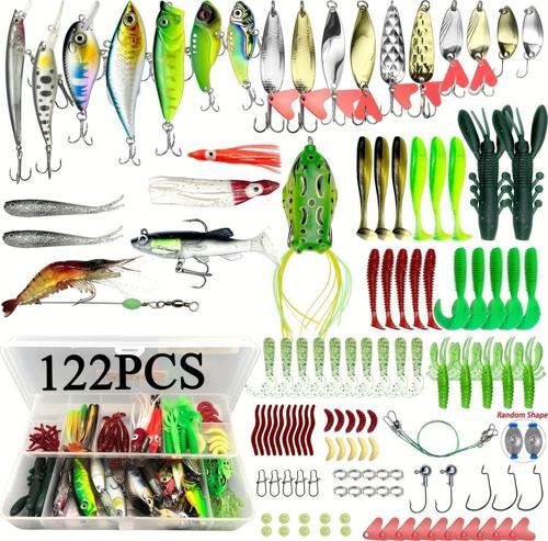 122 Parça Kutulu Balık Olta Yem Seti Rapala Silikon Kaşık İğne Tatlı Tuzlu Su Spin Olta Seti