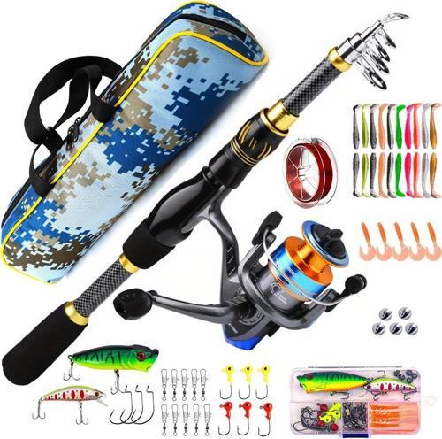 1.8m Çantalı Motorlu Spin Olta Seti Silikon Rapala Misina Jighead Herşey Dahil Tam Set Ultra Hafif Tasarım