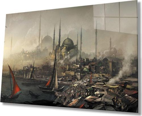 Istanbul Manzara Resim Cam Tablo