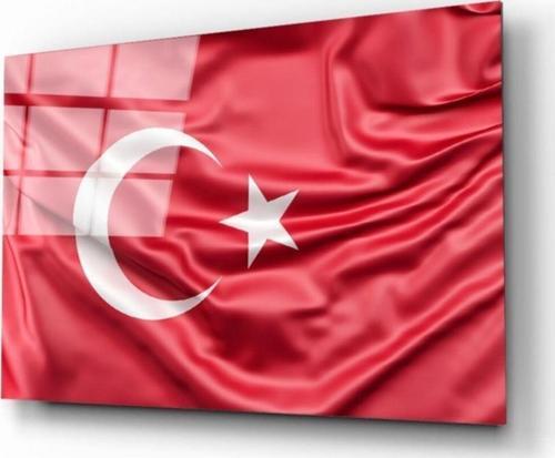 Türk Bayrağı Kırmızı Cam Tablo