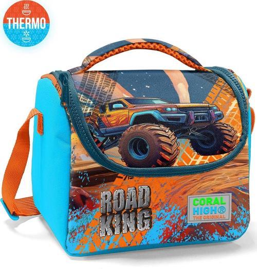 Kids Mavi Turuncu High Wheels Truck Desenli Thermo Beslenme Çantası 11794