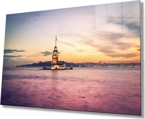 Istanbul Kız Kulesi Manzaralı 4Mm Dayanıklı Cam Tablo Temperli Cam