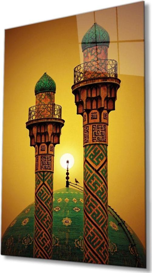Tahran Şerif Camii Dini Islami Cam Tablo Ev Ve Ofis Duvar Dekoru Hediyelik Büyük Tablo Cam