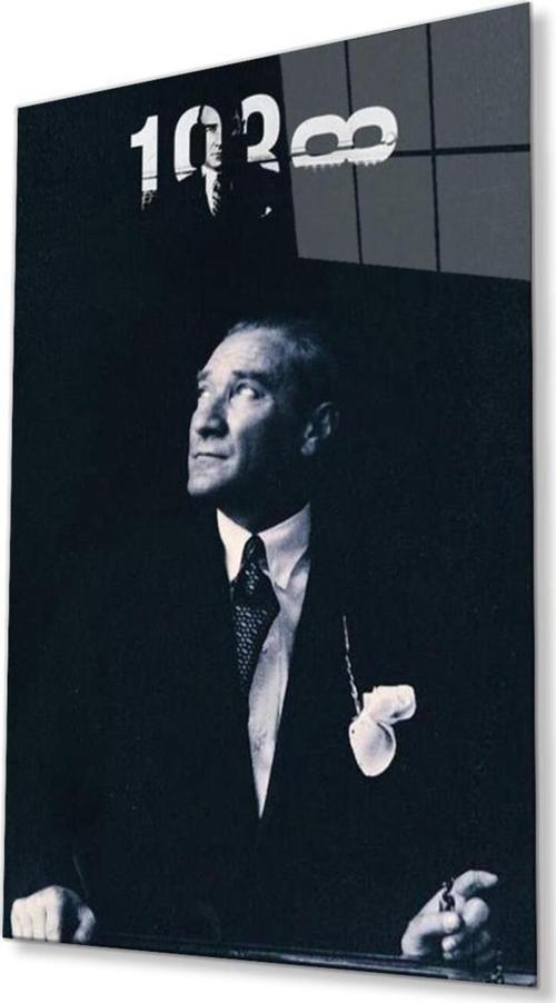 Atatürk Cam Tablo 4Mm Dayanıklı Temperli Cam, Atatürk Glass Wall Art