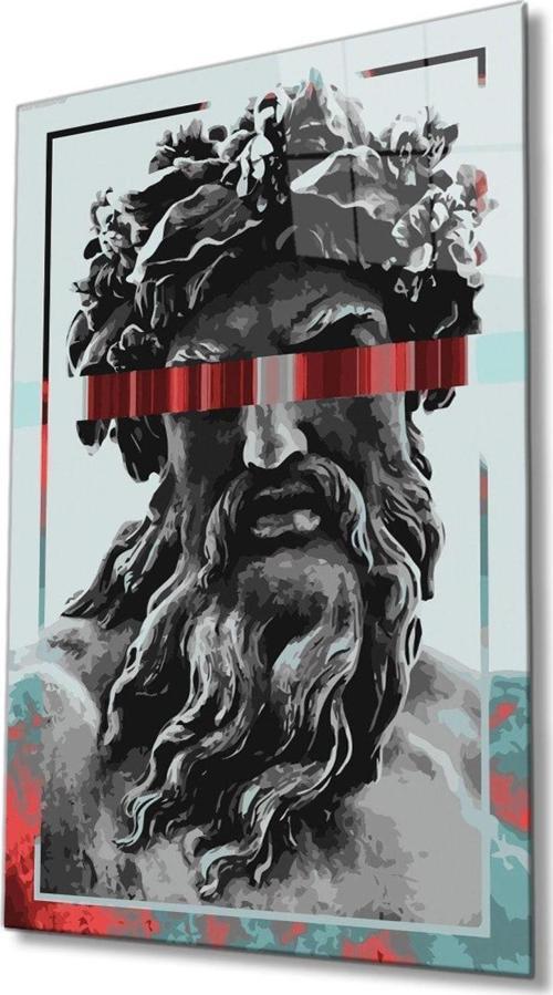 Heykel Zeus Cam Tablo, Ev Ve Ofis Duvar Dekoru Hediyelik Büyük Tablo Dayanıklı Cam