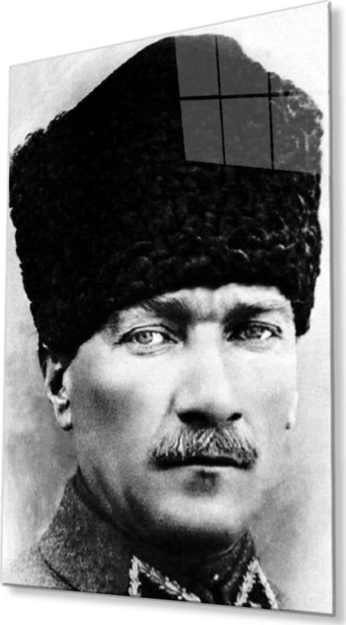 Atatürk Cam Tablo 4Mm Dayanıklı Temperli Cam, Atatürk Glass Wall Art