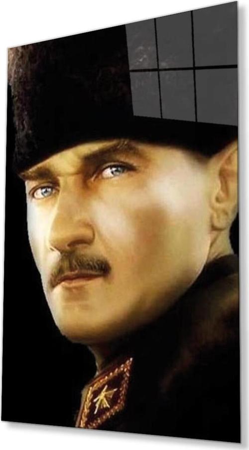 Atatürk Cam Tablo 4Mm Dayanıklı Temperli Cam, Atatürk Glass Wall Art