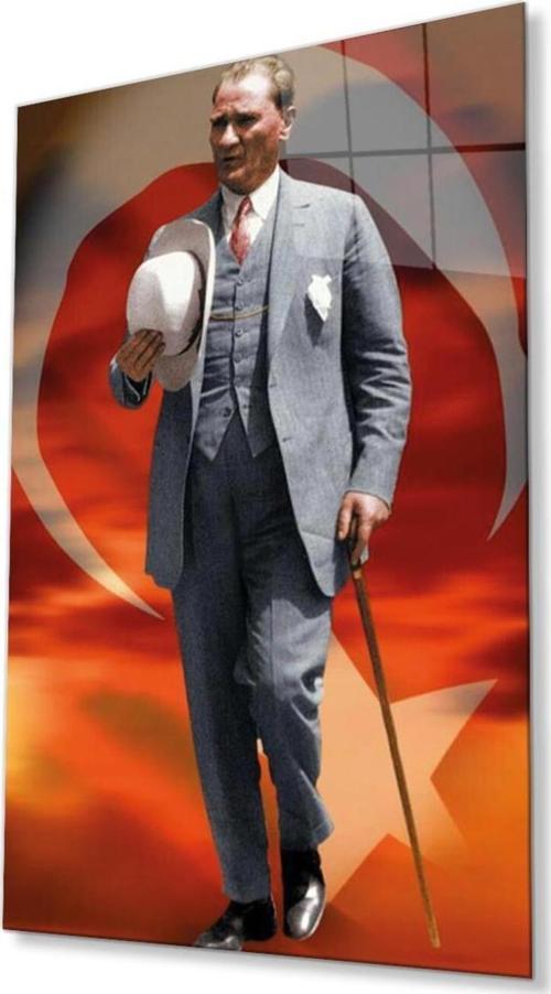 Atatürk Cam Tablo 4Mm Dayanıklı Temperli Cam, Atatürk Glass Wall Art
