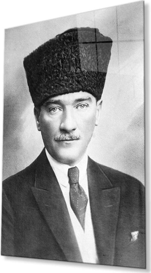 Atatürk Cam Tablo 4Mm Dayanıklı Temperli Cam, Atatürk Glass Wall Art