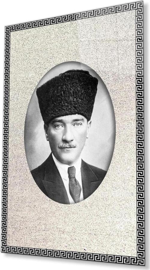 Çerçeveli Atatürk Cam Tablo 4Mm Dayanıklı Temperli Cam, Framed Atatürk Glass Wall Art