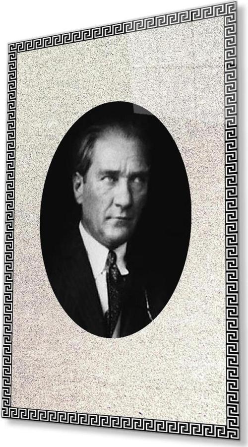 Çerçeveli Atatürk Cam Tablo 4Mm Dayanıklı Temperli Cam, Framed Atatürk Glass Wall Art