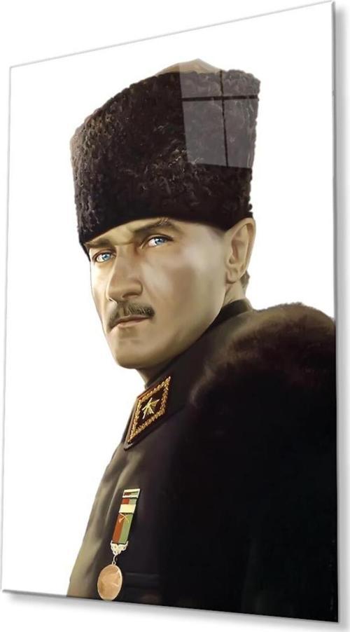 Atatürk Cam Tablo 4Mm Dayanıklı Temperli Cam, Atatürk Glass Wall Art