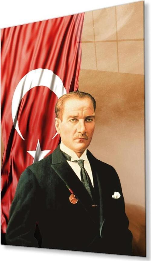 Atatürk Cam Tablo 4Mm Dayanıklı Temperli Cam, Atatürk Glass Wall Art