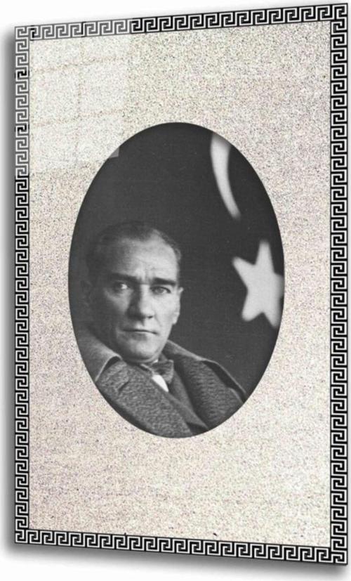 Siyah Atatürk Dayanıklı Temperli Cam Tablo 4 Mm