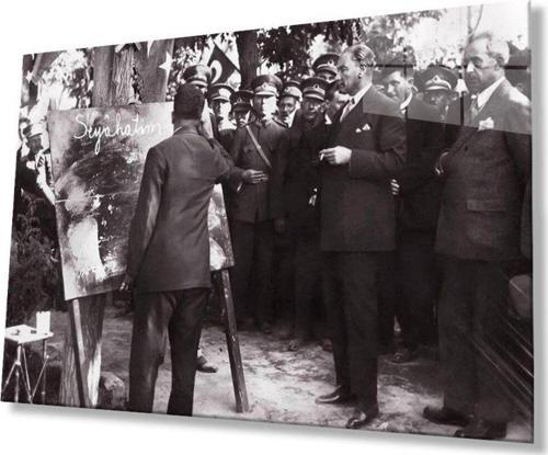 Atatürk Cam Tablo 4Mm Dayanıklı Temperli Cam, Atatürk Glass Wall Art