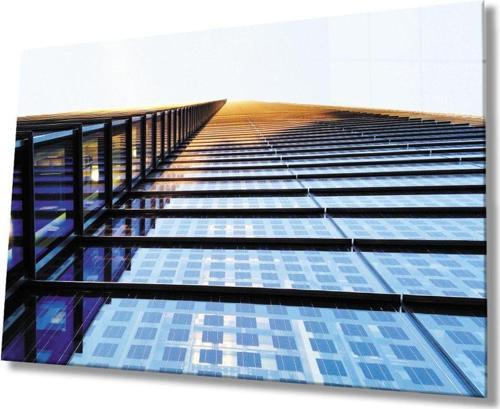Cam Kaplı Geometrik Bina Cam Tablo, Ev Ve Ofis Duvar Dekoru Hediyelik Büyük Tablo Dayanıklı Cam