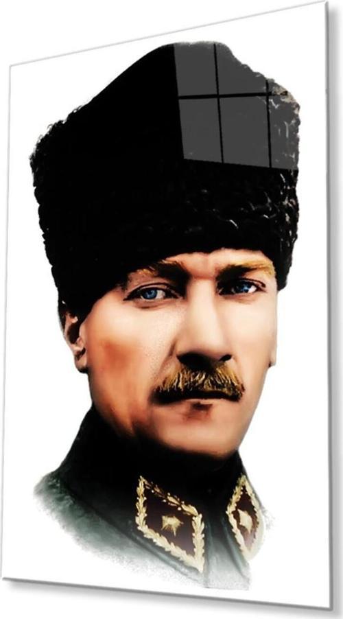 Atatürk Cam Tablo 4Mm Dayanıklı Temperli Cam, Atatürk Glass Wall Art
