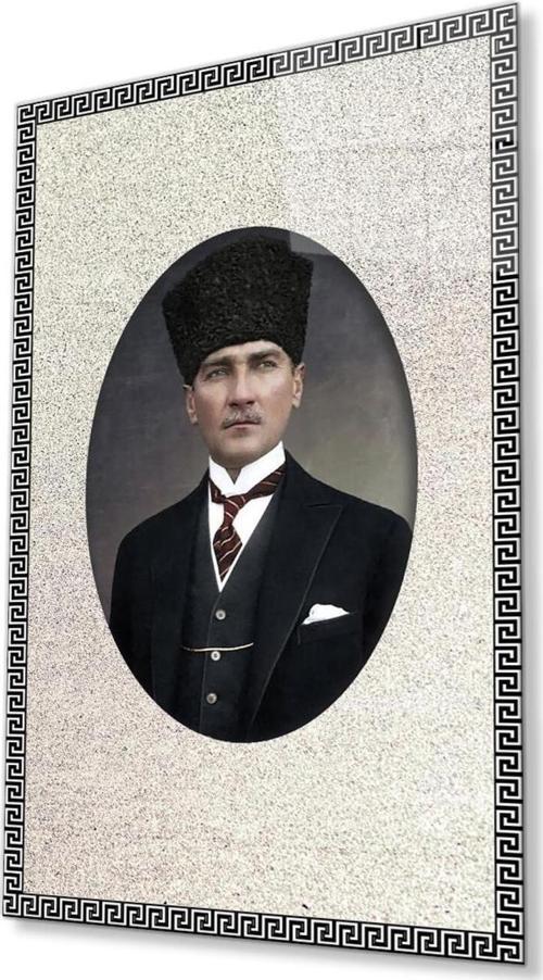 Çerçeveli Atatürk Cam Tablo 4Mm Dayanıklı Temperli Cam, Framed Atatürk Glass Wall Art