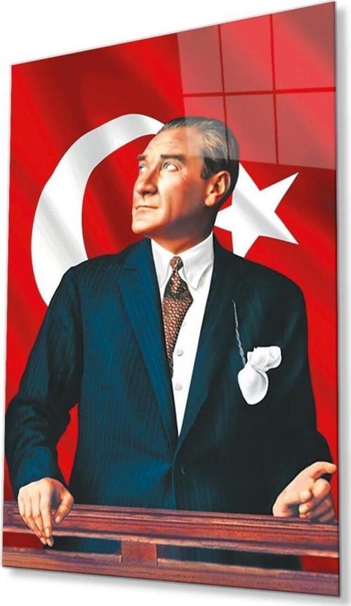 Atatürk Cam Tablo 4Mm Dayanıklı Temperli Cam, Atatürk Glass Wall Art