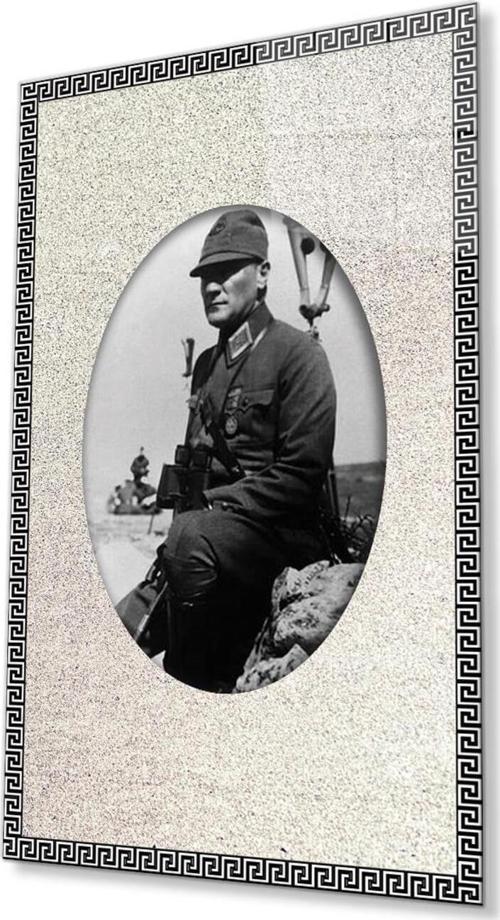 Çerçeveli Atatürk Cam Tablo 4Mm Dayanıklı Temperli Cam, Framed Atatürk Glass Wall Art