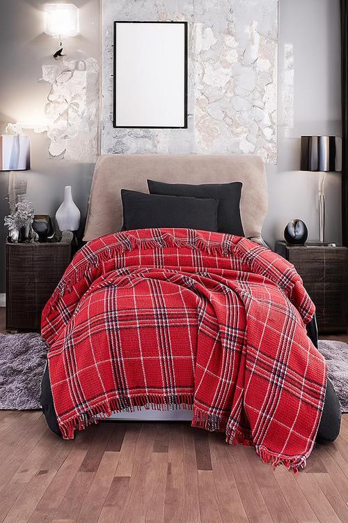 Battaniye Pamuklu Tek Kişilik Warm Soft Kırmızı