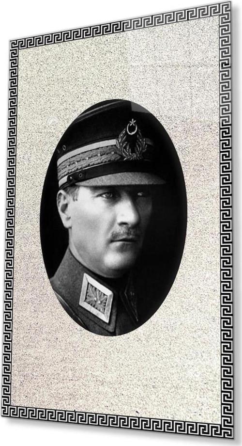 Çerçeveli Atatürk Cam Tablo 4Mm Dayanıklı Temperli Cam, Framed Atatürk Glass Wall Art