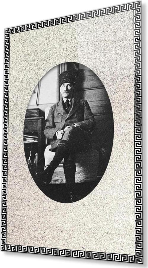 Çerçeveli Atatürk Cam Tablo 4Mm Dayanıklı Temperli Cam, Framed Atatürk Glass Wall Art