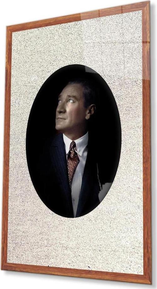 Çerçeveli Atatürk Cam Tablo 4Mm Dayanıklı Temperli Cam, Framed Atatürk Glass Wall Art