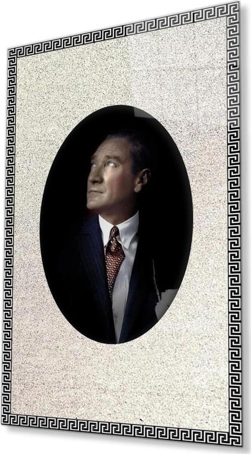 Çerçeveli Atatürk Cam Tablo 4Mm Dayanıklı Temperli Cam, Framed Atatürk Glass Wall Art
