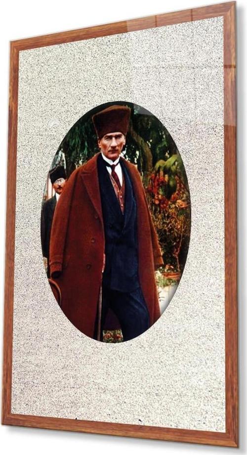 Çerçeveli Atatürk Cam Tablo 4Mm Dayanıklı Temperli Cam, Framed Atatürk Glass Wall Art