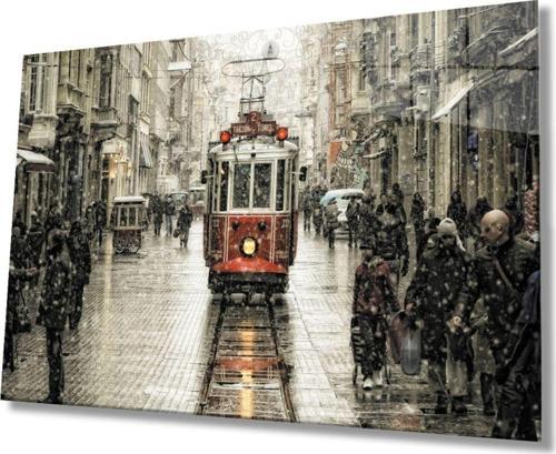 Istanbul Istiklal Caddesi Manzara Dayanıklı Cam Tablo Hediye