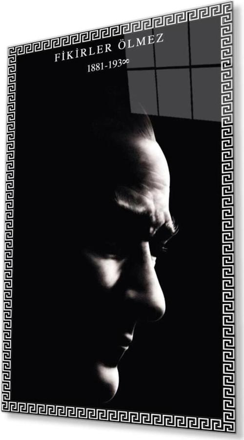 Atatürk Cam Tablo 4Mm Dayanıklı Temperli Cam, Atatürk Glass Wall Art