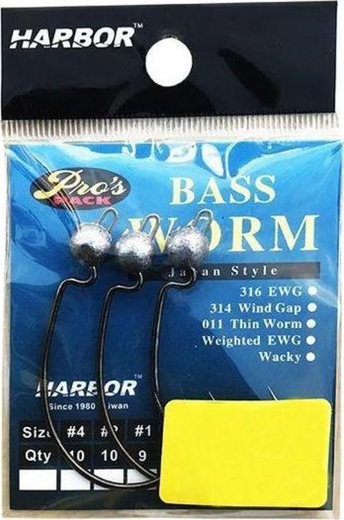Sh53 Bass Worm No:1/0 4 Pcs Jig Head