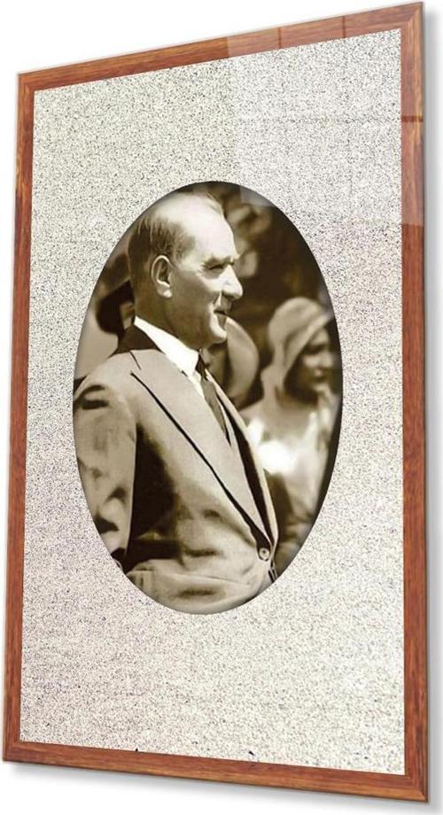 Çerçeveli Atatürk Cam Tablo 4Mm Dayanıklı Temperli Cam, Framed Atatürk Glass Wall Art