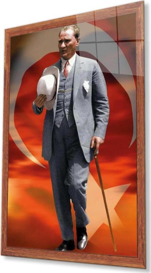 Atatürk Cam Tablo 4Mm Dayanıklı Temperli Cam, Atatürk Glass Wall Art