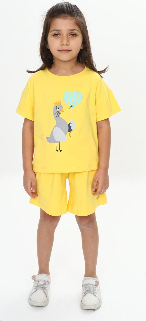 Toontoy Kız Çocuk Ördek Baskılı Şortlu Takım