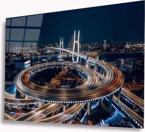 Şehir Manzarası Cam Tablo 4Mm Dayanıklı Temperli Cam
