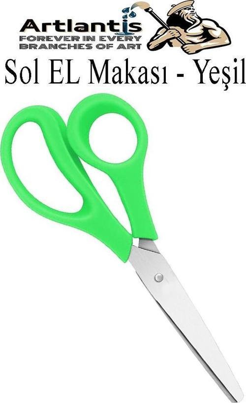 Sol El Makası 1 Adet Solak Okul Makası Plastik Saplı Solel İçin Makas Okul Öğrenci Makası Küt Uçlu Paslanmaz Çelik