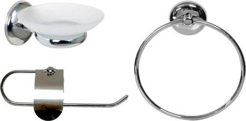 New Banyo Set 1 (K Havluluk+Y Havluluk+K Sabunluk) Kağıt Havluluk+Yuvarlak Havluluk+Katı Sabunluk